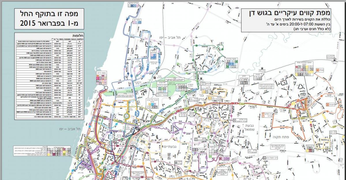 Tel Avivi bussis marsruute kaardil