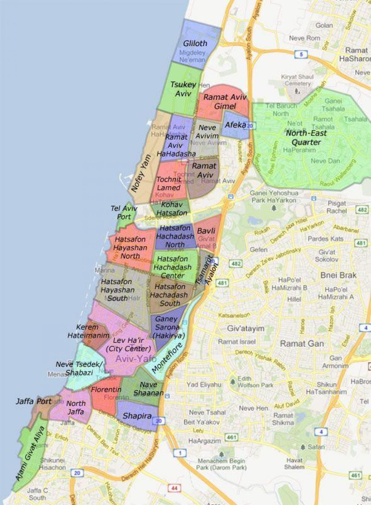 Tel Avivi linnaosade kaart