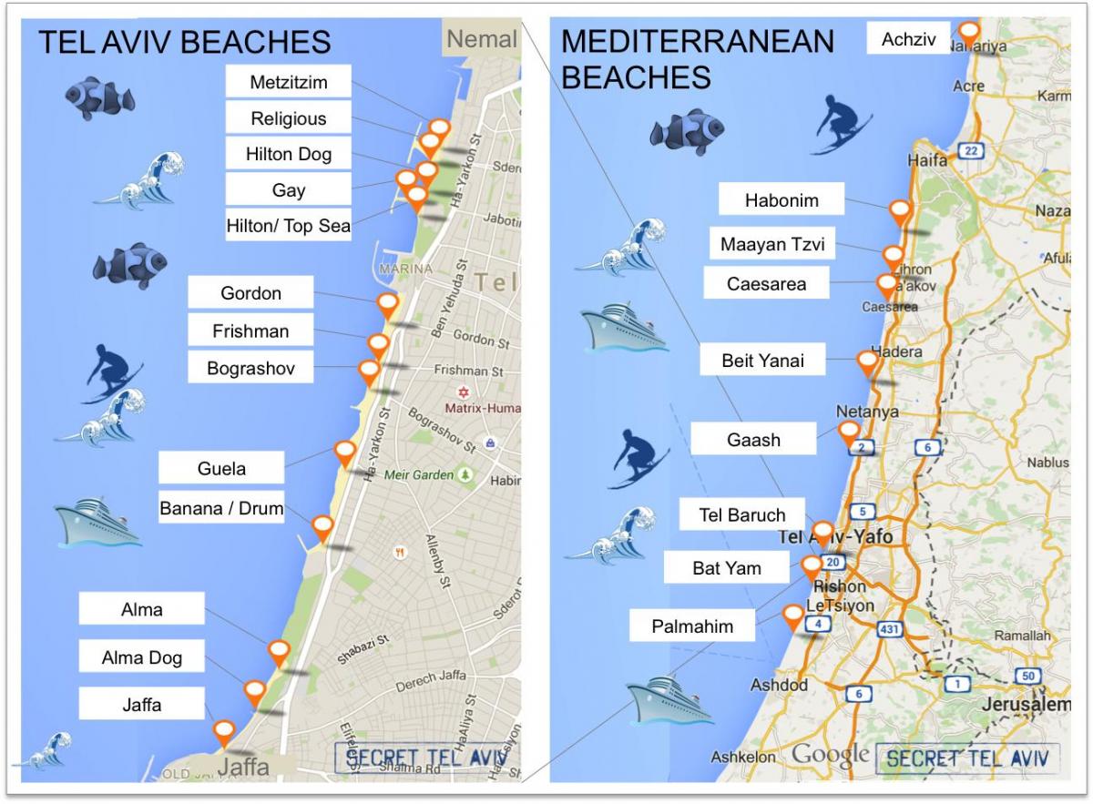 kaart Tel Avivi rannad